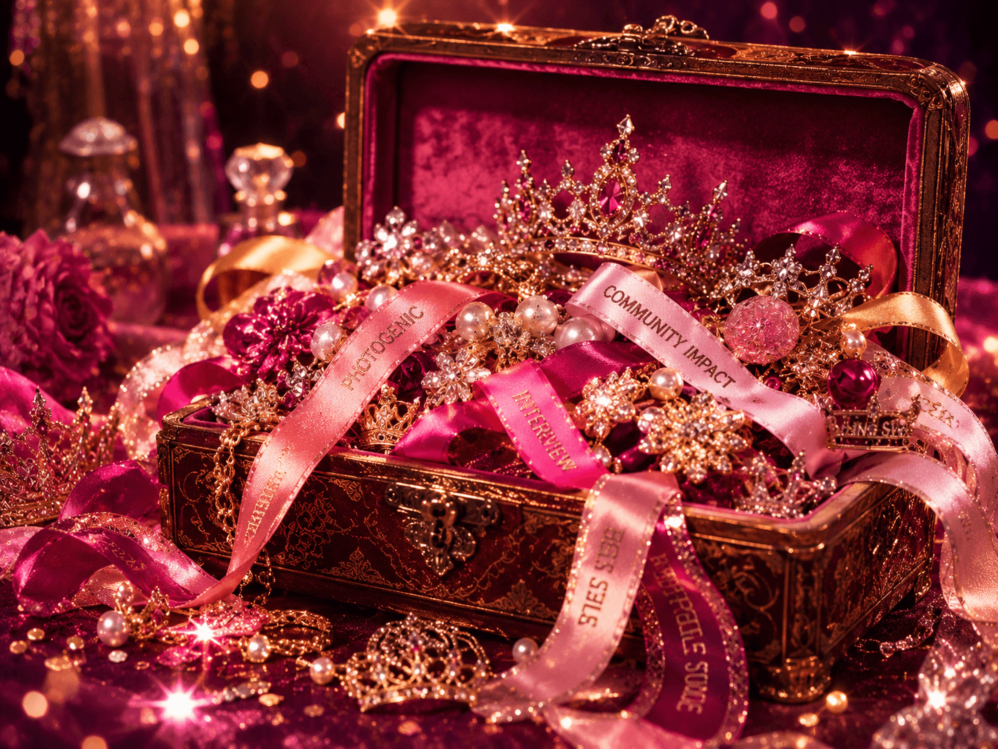 Add-on categories — open jewelry box with ribbons and crown charms