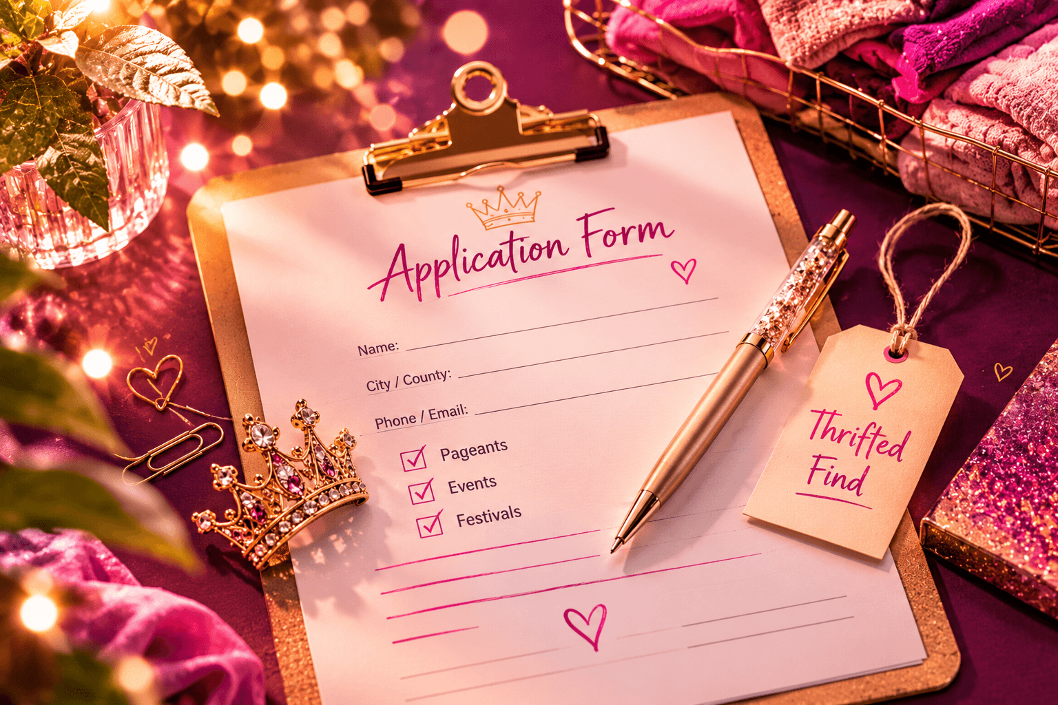 A clipboard application with a champagne pen — inviting, in-progress