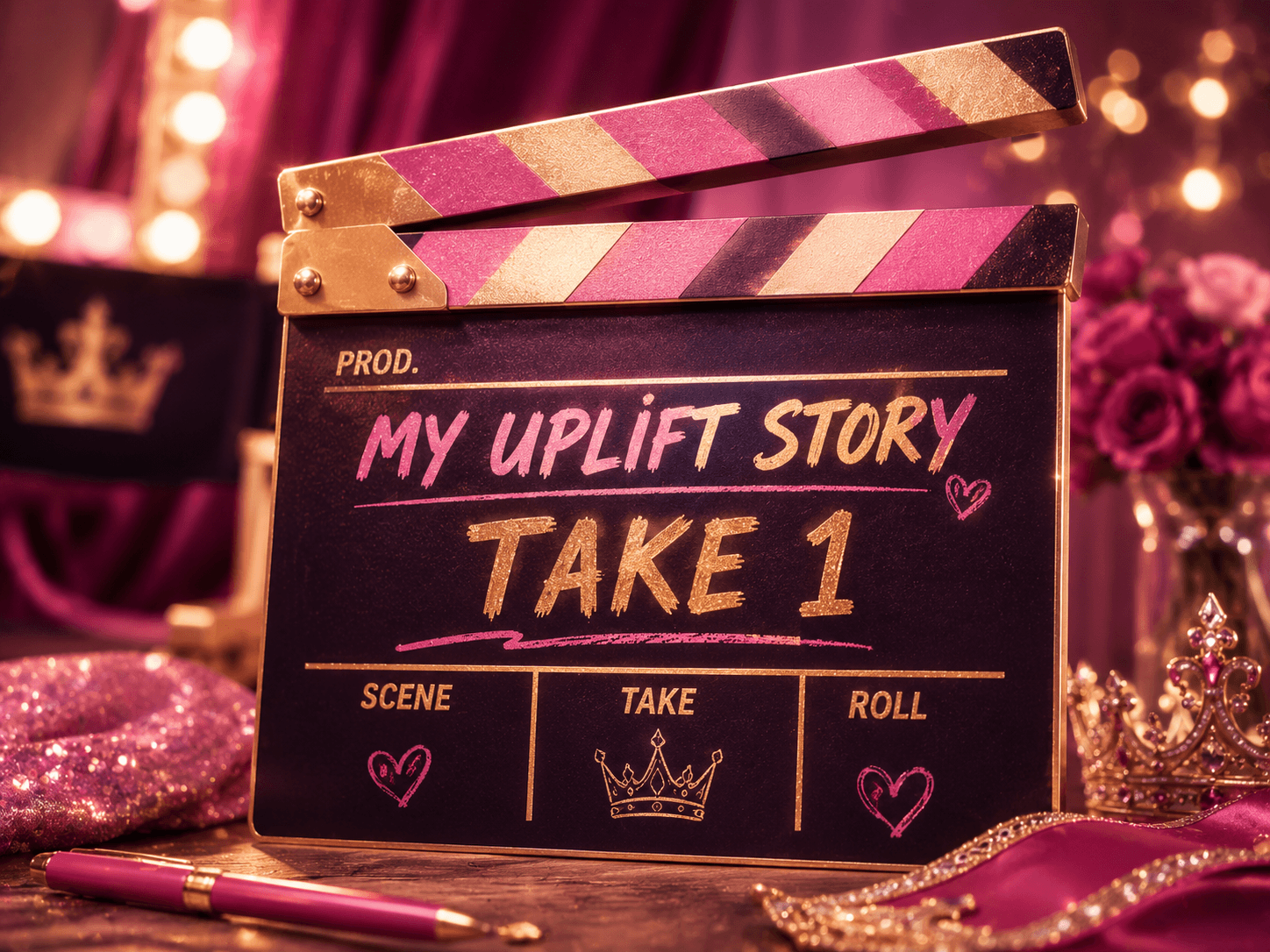 County round — film clapperboard with My Uplift Story